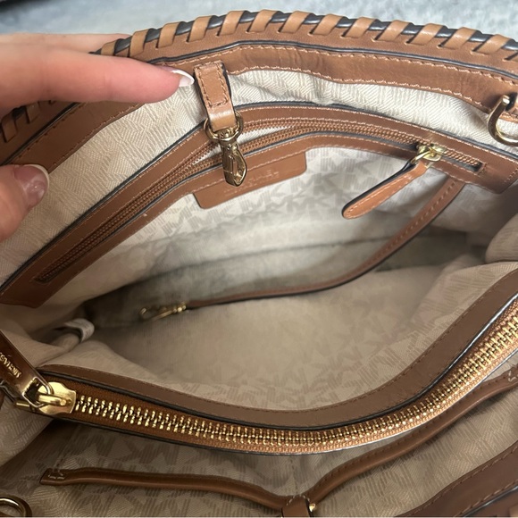 MICHAEL KORS SMALL BROWN WOVEN BEACH SUMMER SPRING TOTE BAG SHOULDER PURSE - Picture 7 of 11